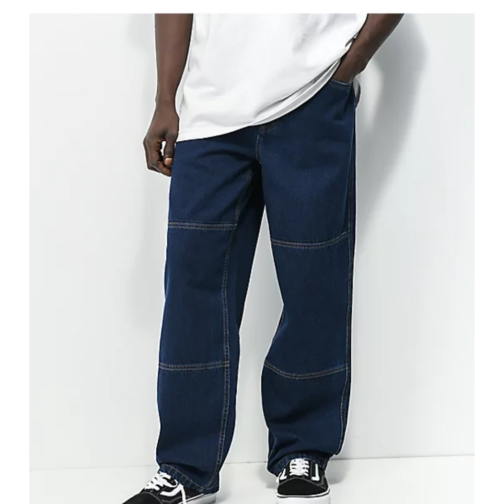 Empyre Evening Loose Fit Dark Blue Utility Skate Jeans Size 28